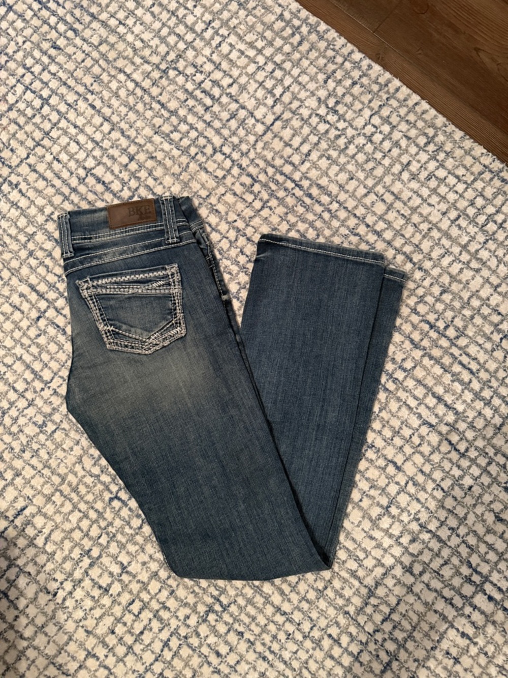 BKE Women's Dark Blue Bootcut Jeans with Contrast Stitching